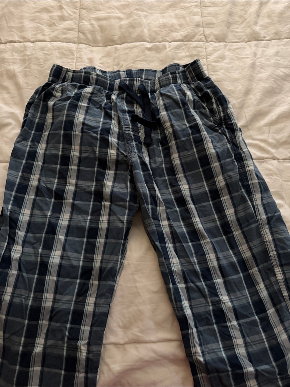 Old Navy Navy and Light Blue Plaid Men Pajama Pants